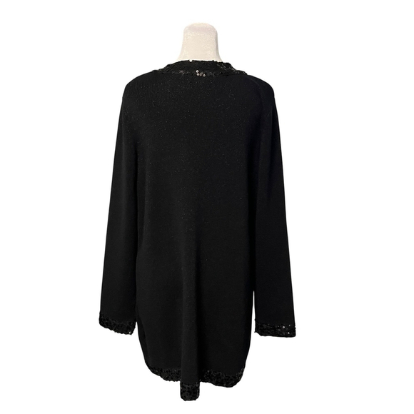 Dana Buchman Black Sequin Trimmed Open Cardigan Large NWOT - Picture 7 of 9